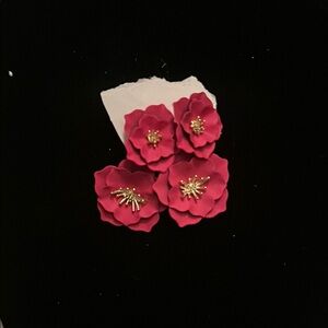 Elegant Floral Red Earrings
